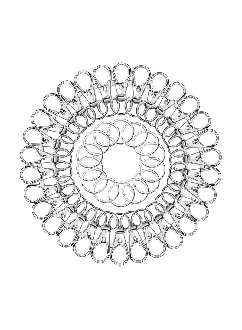 KASTWAVE 100 قطعة خطافات دوارة مع حلقات مفاتيح 50 قطعة خطافات سلسلة مفاتيح و 50 قطعة حلقات مفاتيح حبل مشبك لذيل السلطعون لمفاتيح المجوهرات والحرف اليدوية - Image 2