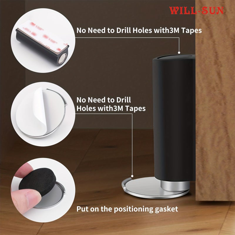 Magnetic Grey Door Stopper Invisible Anti Collision Bumper Windproof Home Hardware for Heavy Metal Doors Bathroom Office - Image 3