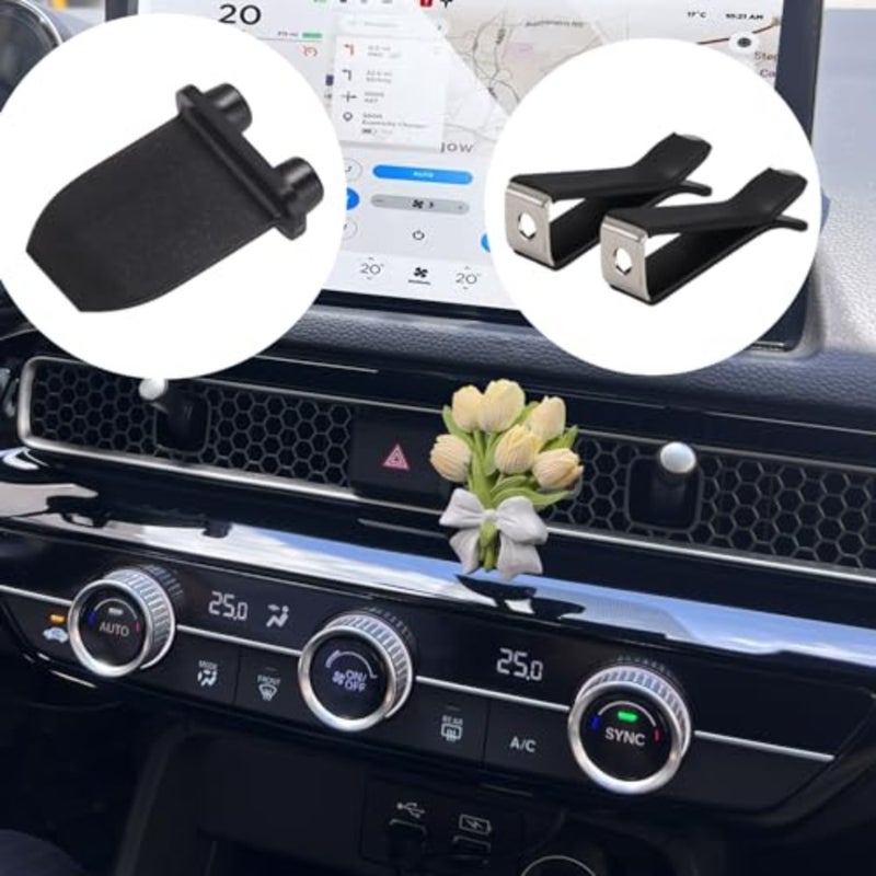 10 Pieces Square Head Car Vent Clips + 3 Adapters for 11th Gen Honda Civic, CRV, ZRV, Integra - Custom Fit Car Air Fresheners for Honeycomb Vents, 9mm Black - Car Dashboard Decorations, Car Ornaments - Image 1