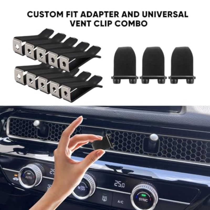 10 Pieces Square Head Car Vent Clips + 3 Adapters for 11th Gen Honda Civic, CRV, ZRV, Integra - Custom Fit Car Air Fresheners for Honeycomb Vents, 9mm Black - Car Dashboard Decorations, Car Ornaments - Image 3