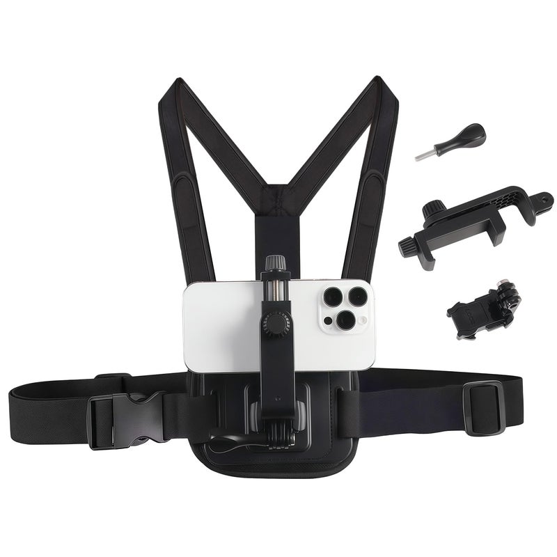 Suptig Phone Chest Mount Phone Harness Strap Holder Compatible for iPhone, Samsung, Gopro, DJI Action, Cell Phones Action Cameras POV/VLOG - Image 1