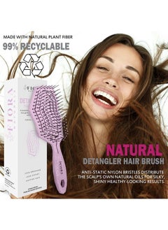 Fiora Naturals Hair Detangling Brush -100% Bio-Friendly Detangler hair brush w/Ultra-soft Bristles- Glide Through Tangles with Ease - For Curly, Stright, Women, Men, Kids, Toddlers, Wet and Dry Hair 