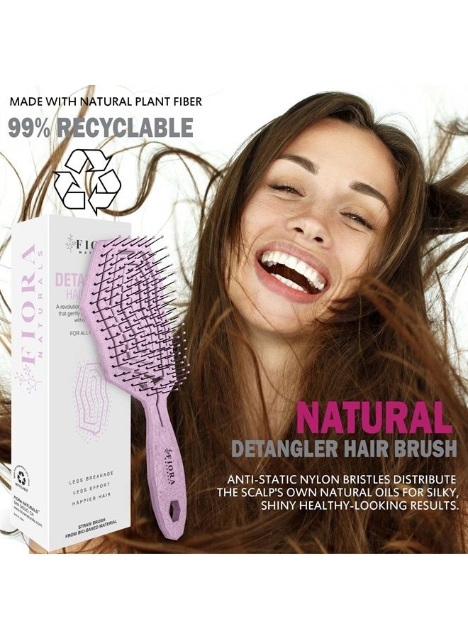 Fiora Naturals Hair Detangling Brush -100% Bio-Friendly Detangler hair brush w/Ultra-soft Bristles- Glide Through Tangles with Ease - For Curly, Stright, Women, Men, Kids, Toddlers, Wet and Dry Hair