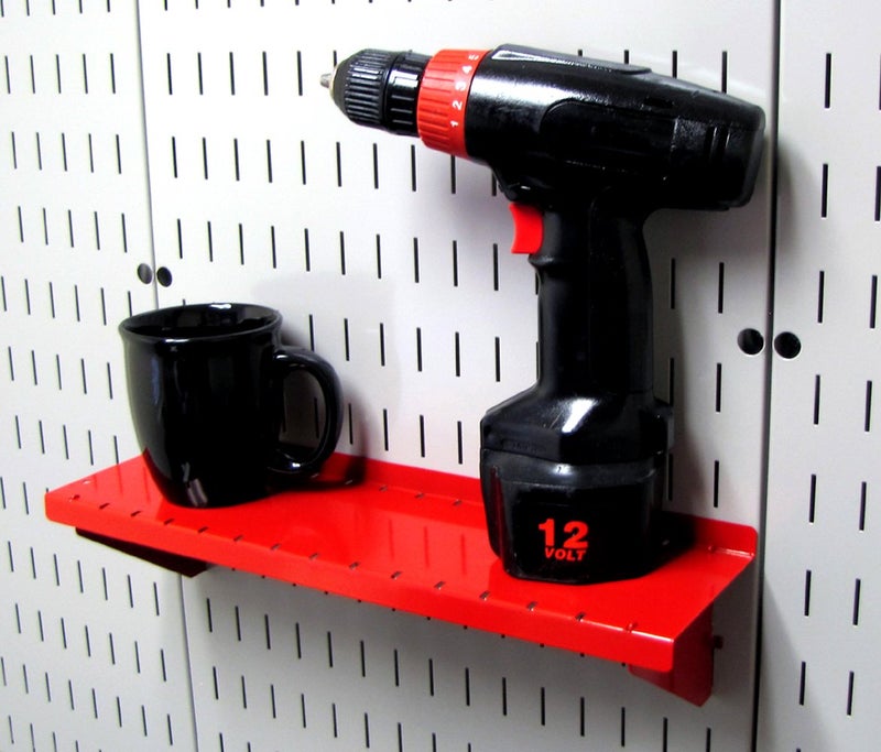 Wall Control Shelf 4in Deep Pegboard Shelf Assembly Pegboard and Slotted Tool Board – Red - Image 4