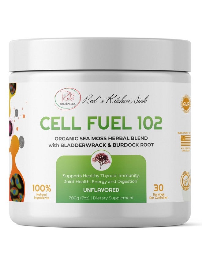 Red's Kitchen Sink Cell Fuel 102: Sea Moss Powder | Organic Sea Moss, Bladderwrack & Burdock Root Herbal Blend - Dr. Sebi Inspired, Organic, 100% Natural - (7oz) - Image 1