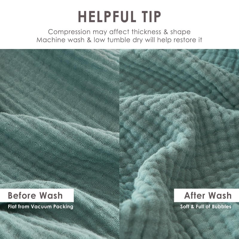 EMME Cotton Muslin Blanket King Size - Soft, Breathable Layering Bedspread Blanket, 108"x90", All Season Gauze, Teal - Image 5
