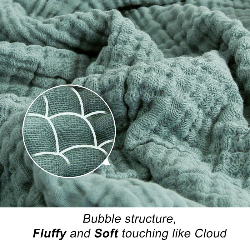 EMME Cotton Muslin Blanket King Size - Soft, Breathable Layering Bedspread Blanket, 108"x90", All Season Gauze, Teal - Image 2