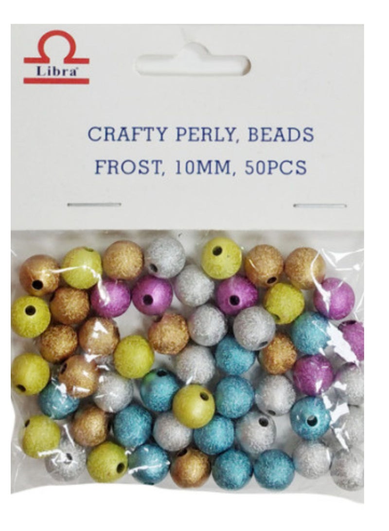ليبرا 50 قطعة 10 ملم خرز كرافتي بيرلي فروست متعدد الألوان - Image 1