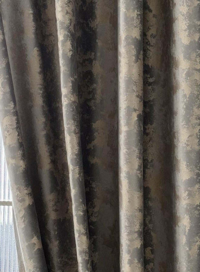 Amidoudou 1 Pair Nordic Style Luxury Velvet Curtains for Living Room Gray and Gold Bedroom Curtains (Gray,54x90 Inch) - Image 1