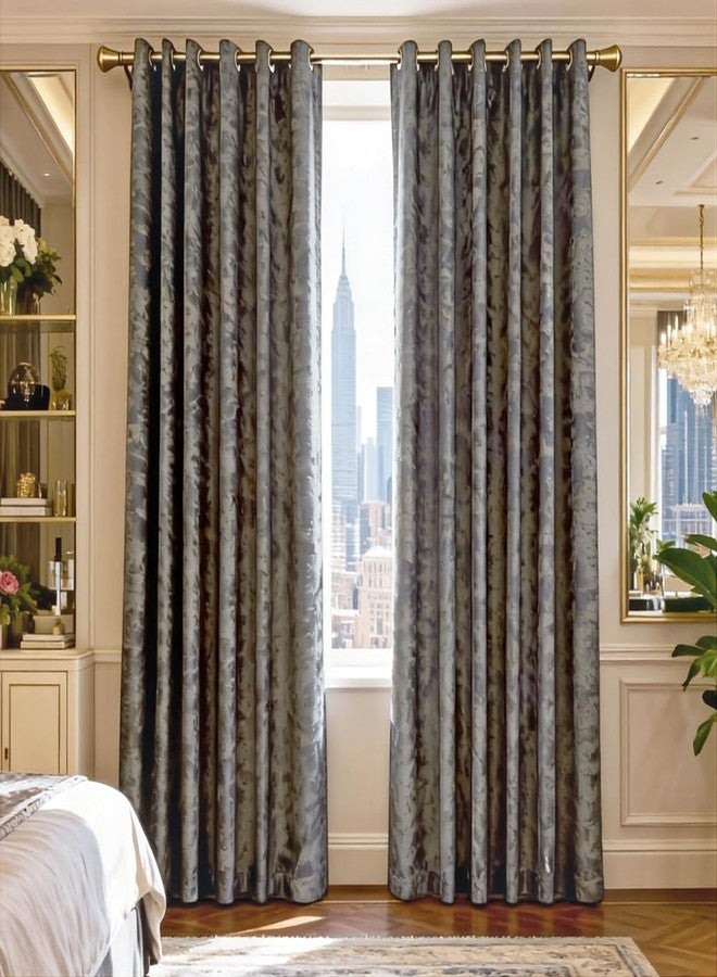 Amidoudou 1 Pair Nordic Style Luxury Velvet Curtains for Living Room Gray and Gold Bedroom Curtains (Gray,54x90 Inch) - Image 2
