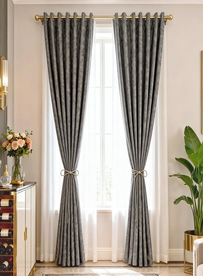 Amidoudou 1 Pair Nordic Style Luxury Velvet Curtains for Living Room Gray and Gold Bedroom Curtains (Gray,54x90 Inch) - Image 3