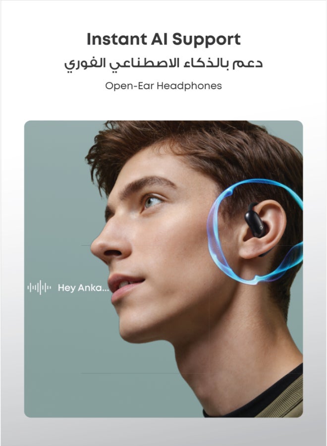 Soundcore AeroFit 2 AI Assistant Open-Ear Headphones by Anker, Pressure-Free Fit, 2x Richer Bass, Real-Time Translation Earbuds, Hi-Res, 35H Playtime, IP55 black - Image 3
