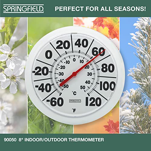 Springfield Indoor Outdoor Big Dial Thermometer, Wireless with Large Easy-to-Read Numbers, 8-Inch Dial for Patio, Pool, or Indoor Use, White Finish - Image 4