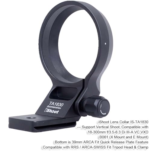iShoot Metal Lens Collar Tripod Mount Ring Compatible with Tamron 18300mm f3563 Di IIIA VC VXD B061 XE Mount Lens Support Holder Bracket Bottom is ArcaSwiss Fit Quick Release Plate Dovetail - Image 3