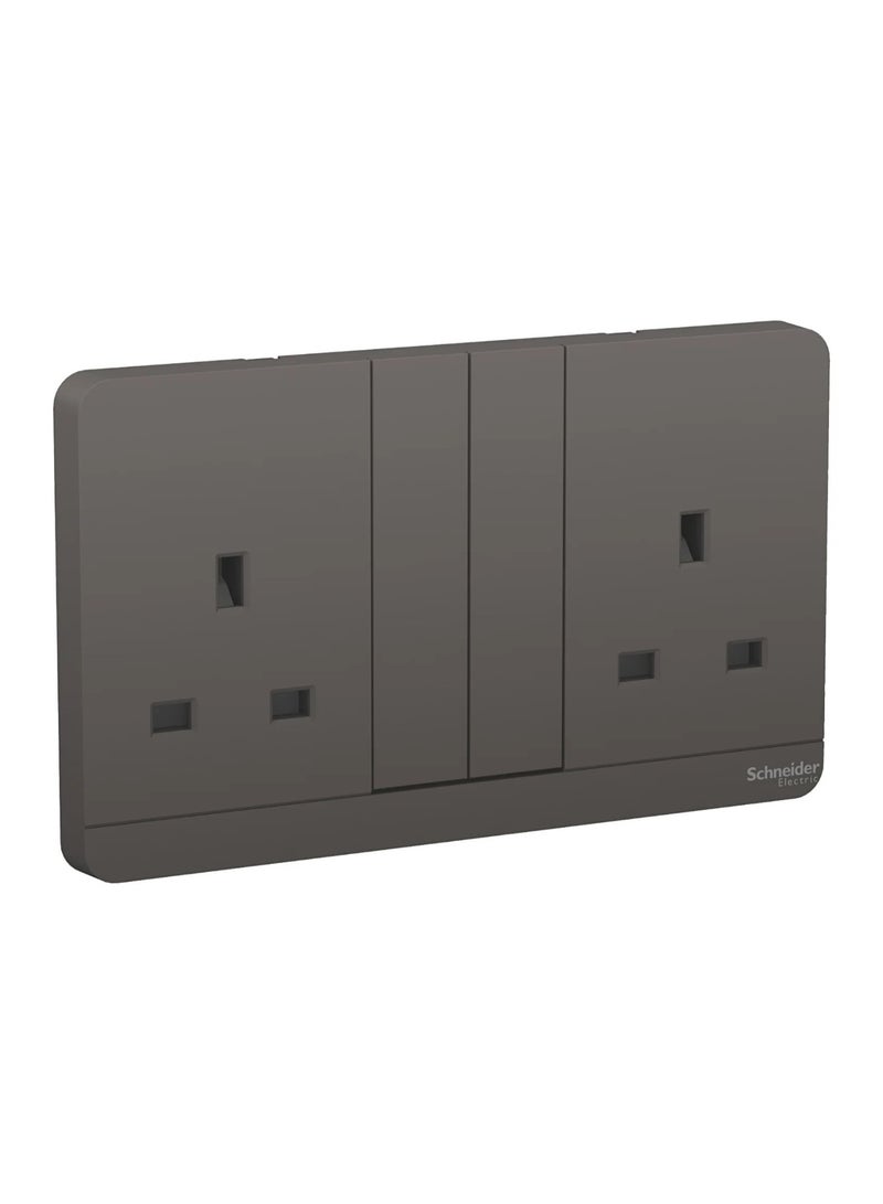 Schneider Electric Schneider Electric AvatarOn, 2 switched socket, 3P, 13 A, 250 V, LED, Dark Grey - E83T25N_DG_G12 
