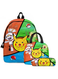 Pokemon Pikachu Cartoon Backpack Three-piece Student School Bag 