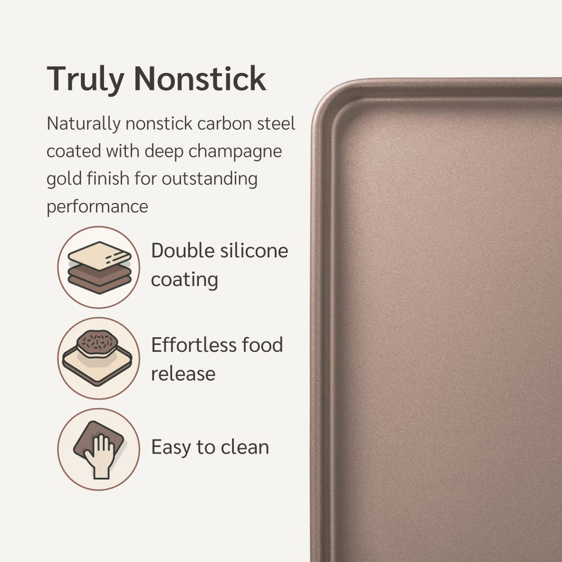 Happiels 10 X 15 Inches Non Toxic Non Stick Baking Sheet Set Of 2 | Nonstick Cookie Sheets For Baking | Premium Quality Baking Pan Set | Jelly Roll Pans 15X10 | Non Toxic Bakeware 15 X 10 - Image 3