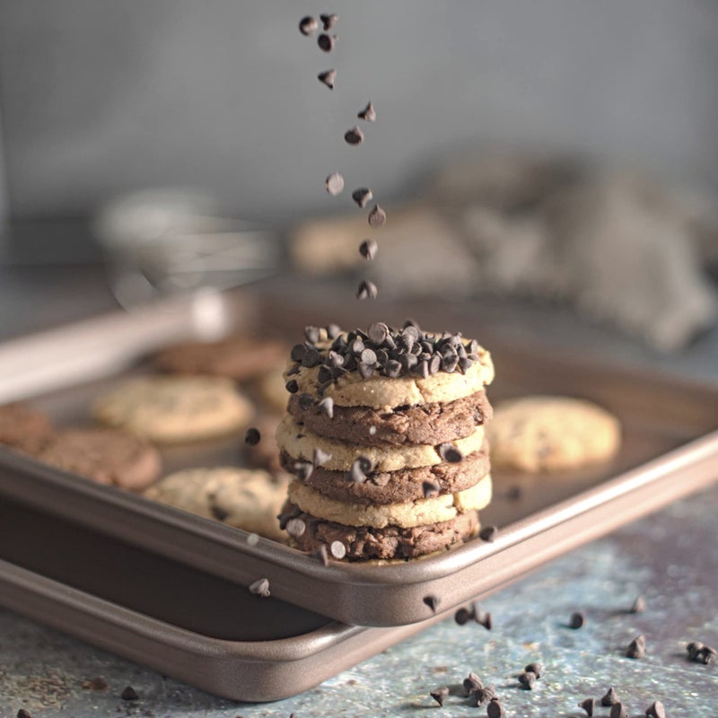 Happiels 10 X 15 Inches Non Toxic Non Stick Baking Sheet Set Of 2 | Nonstick Cookie Sheets For Baking | Premium Quality Baking Pan Set | Jelly Roll Pans 15X10 | Non Toxic Bakeware 15 X 10 - Image 2