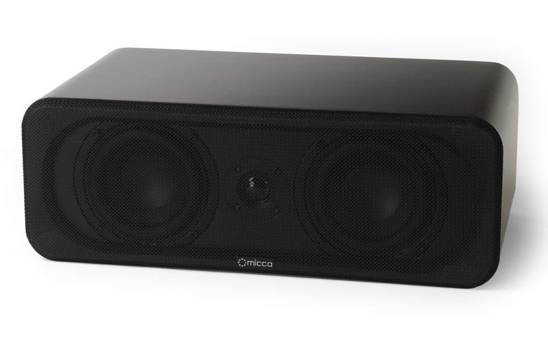 Micca RB42-C Premium Center Channel Bookshelf Speaker with Dual 4-Inch Woofers and Silk Tweeter, Clearer Dialogue for Home Theater Surround Sound Systems, Single, Dark Walnut - Image 1