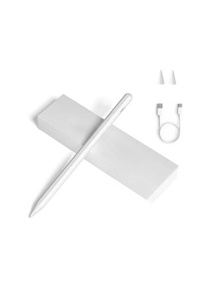 Fine-tip touchscreen stylus with magnetic attachment – ​​compatible with various phones and devices – White