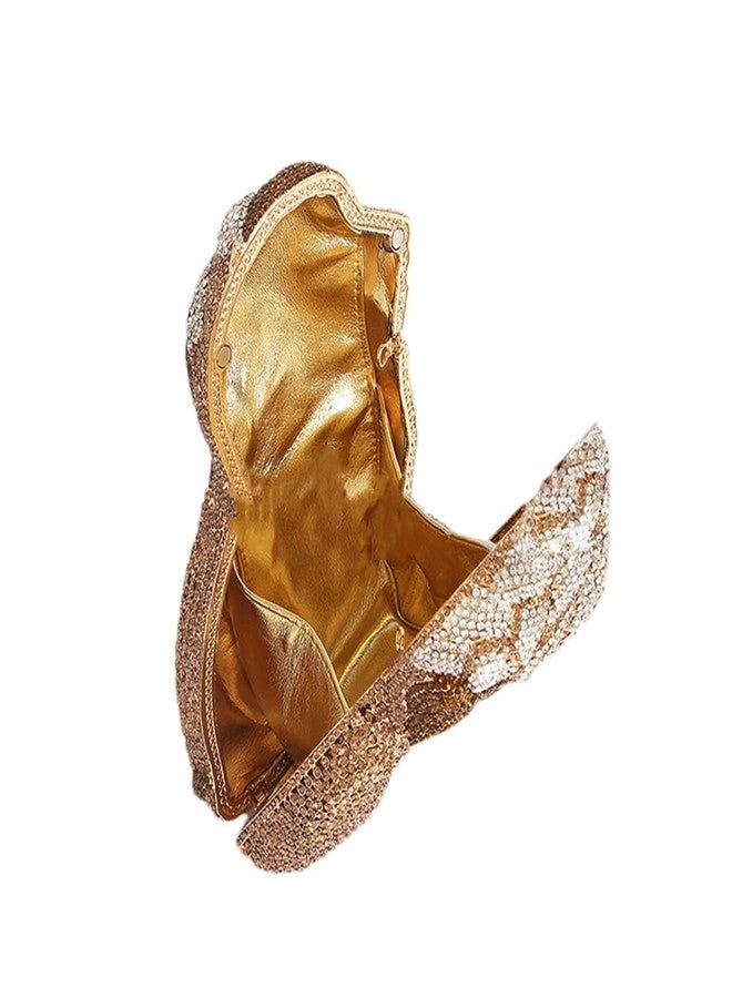 GSYPS Women's Mini Lion Evening Clutch Bags Gold Rhinestone Purse Wedding Party Prom Crystal Handbags - Image 5