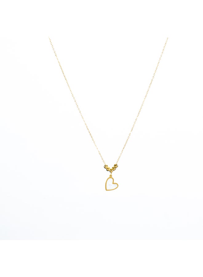 The Black Pearl Accessories Golden Stainless Steel White Heart Pendant Necklace - Image 2