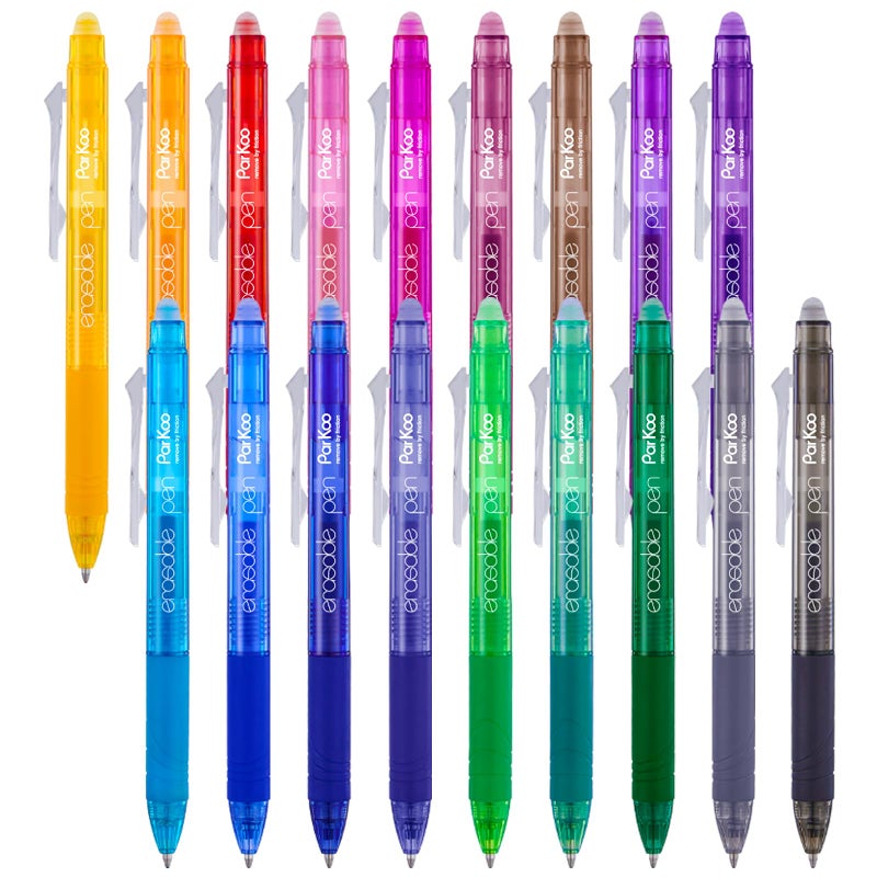 ParKoo 18 Colors Retractable Erasable Gel Pens Clicker, Fine Point 0.7mm, Make Mistakes Disappear, Comfort Grip for Journaling Drawing Writing Planners - Image 1