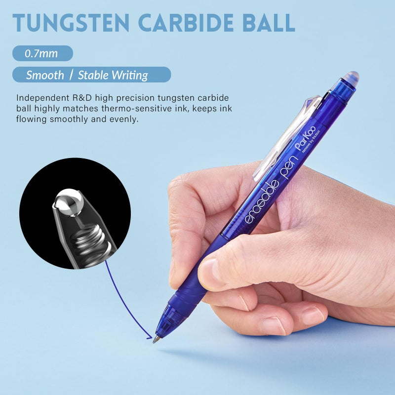 ParKoo 18 Colors Retractable Erasable Gel Pens Clicker, Fine Point 0.7mm, Make Mistakes Disappear, Comfort Grip for Journaling Drawing Writing Planners - Image 2