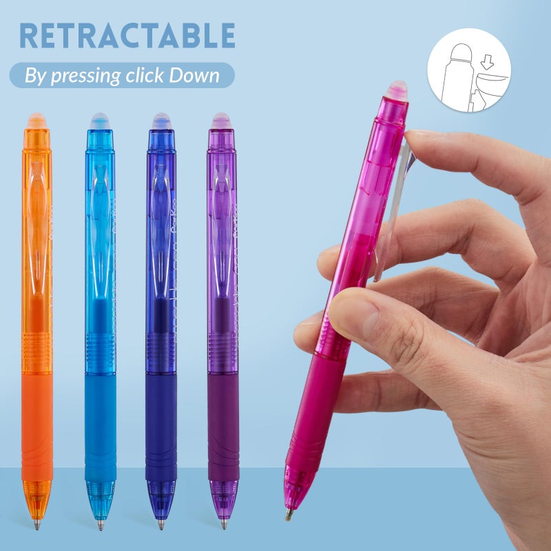ParKoo 18 Colors Retractable Erasable Gel Pens Clicker, Fine Point 0.7mm, Make Mistakes Disappear, Comfort Grip for Journaling Drawing Writing Planners - Image 3