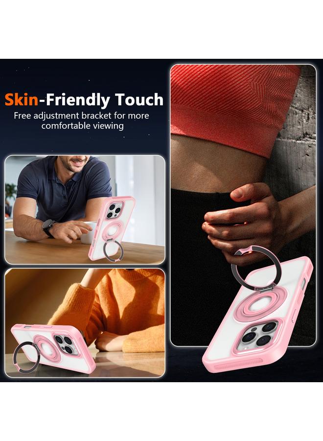 اس-توب جراب لهاتف iPhone 15 Skin Feel Matte Silicone Round 360 درجة مع حامل حلقي للهاتف - Image 4