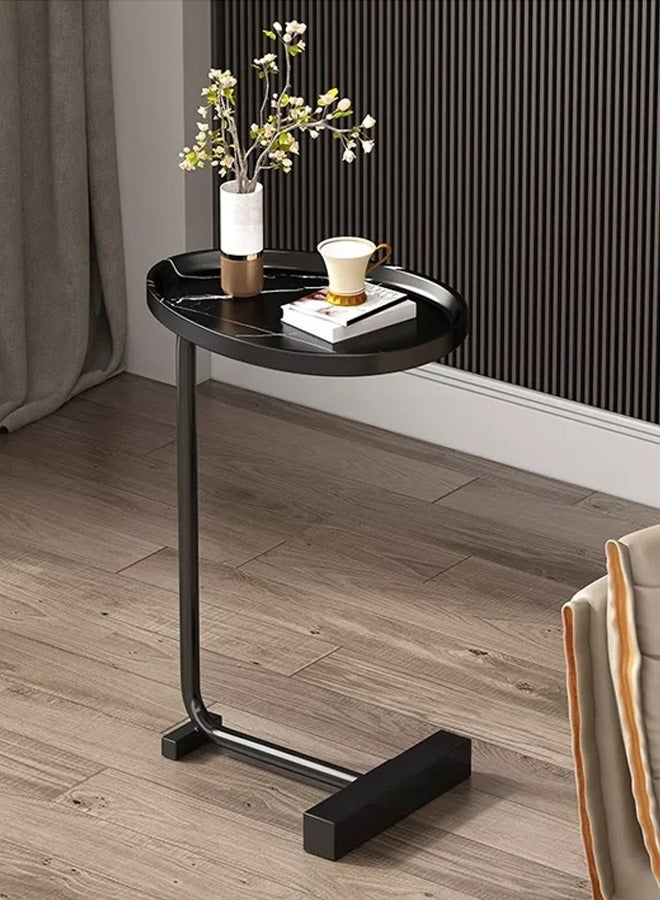 رافين طاولات قهوة فاخرة بتصميم عصري، تصميم بيضاوي من الرخام، أثاث منزلي لغرفة المعيشة بأبعاد 45 × 30 × 60 سم - Image 1