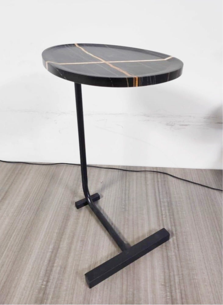 رافين طاولات قهوة فاخرة بتصميم عصري، تصميم بيضاوي من الرخام، أثاث منزلي لغرفة المعيشة بأبعاد 45 × 30 × 60 سم - Image 3