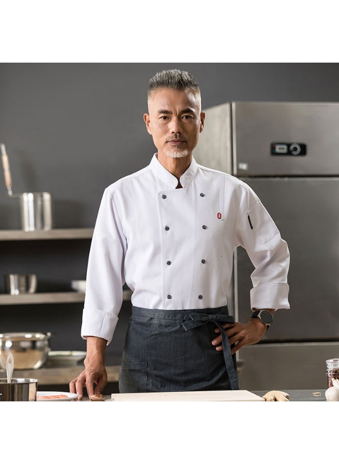 NIBEMINENT Chef Overalls Men's Black Autumn and Winter Hotel Kitchen ClotheslogoHotel Western Restaurant Chef Uniform Long Sleeve  - Image 1
