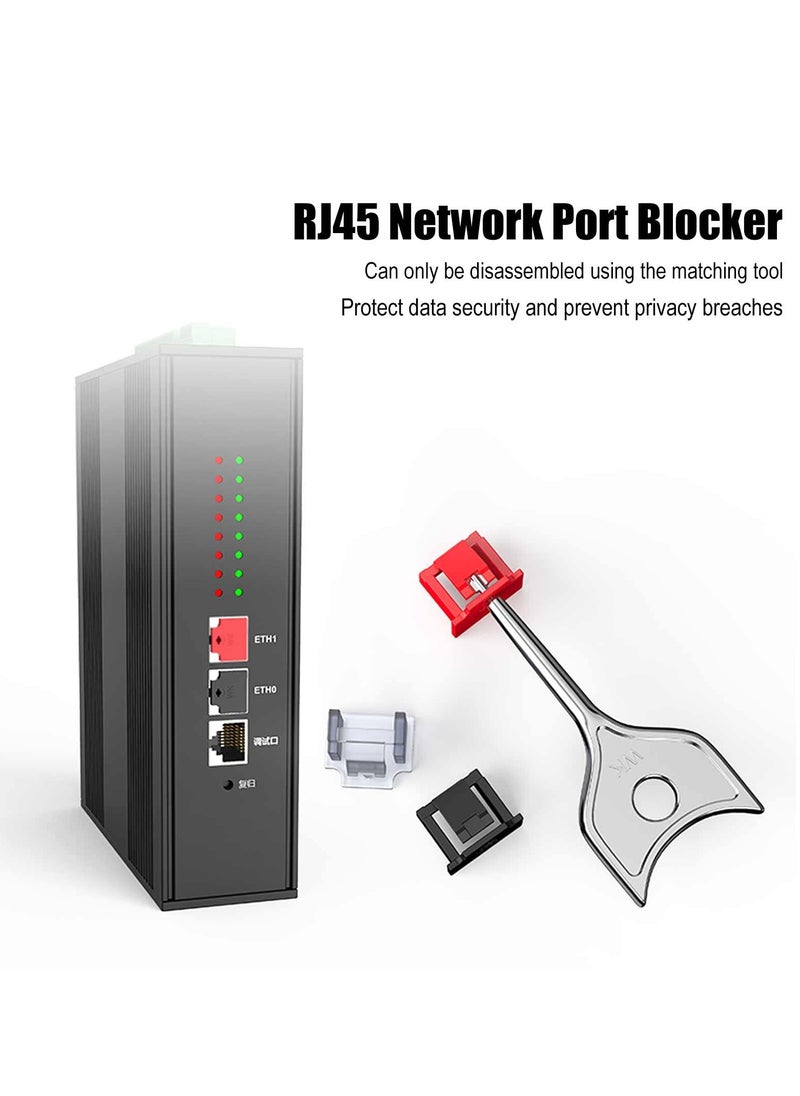 SYOSI - 12 Pcs RJ45 Port Lock with Key, Locking Ethernet Port Dust Blocker, Female Port Plug Protectors, Compatible with RJ45 Port Devices, Black - Image 1