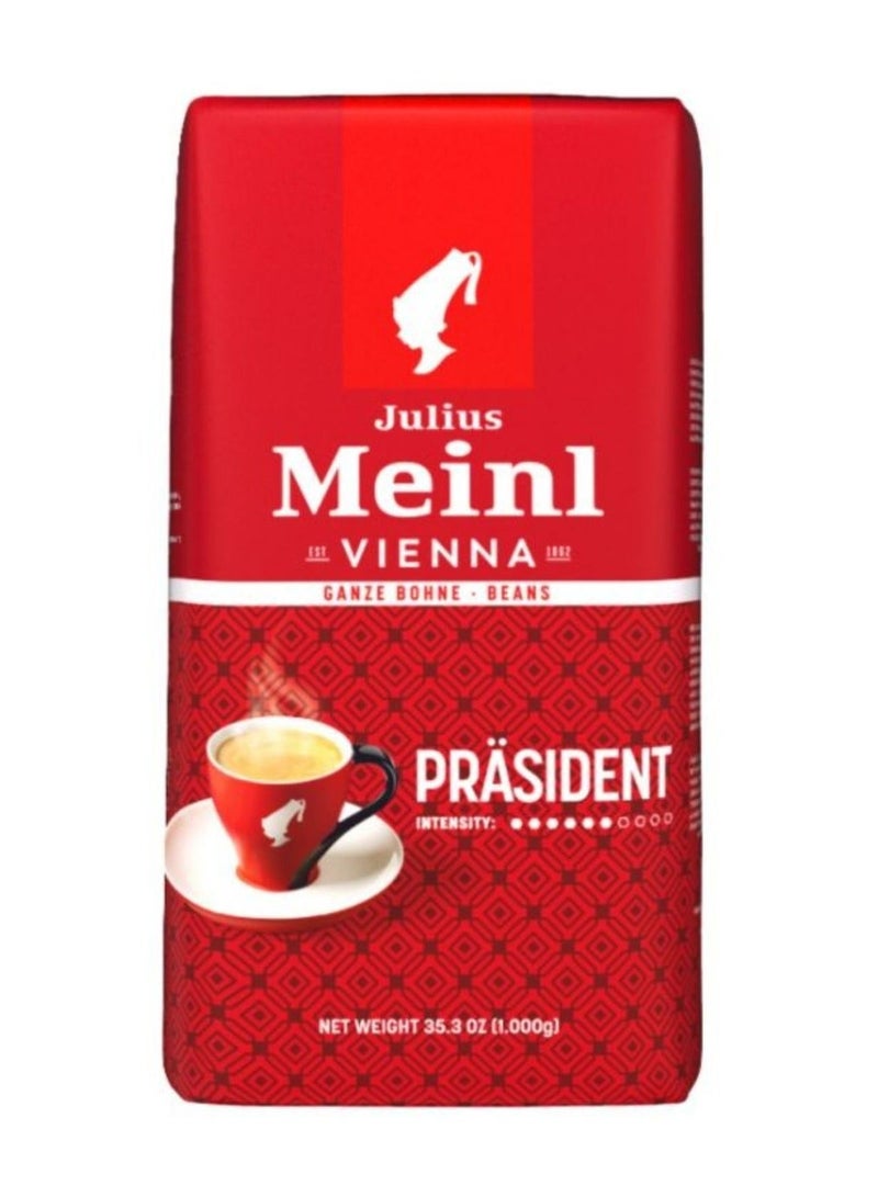 Julius Meinl Prasident Whole Coffee Beans – Medium Roast, Smooth & Full-Bodied Viennese Blend - 1kg - Image 1