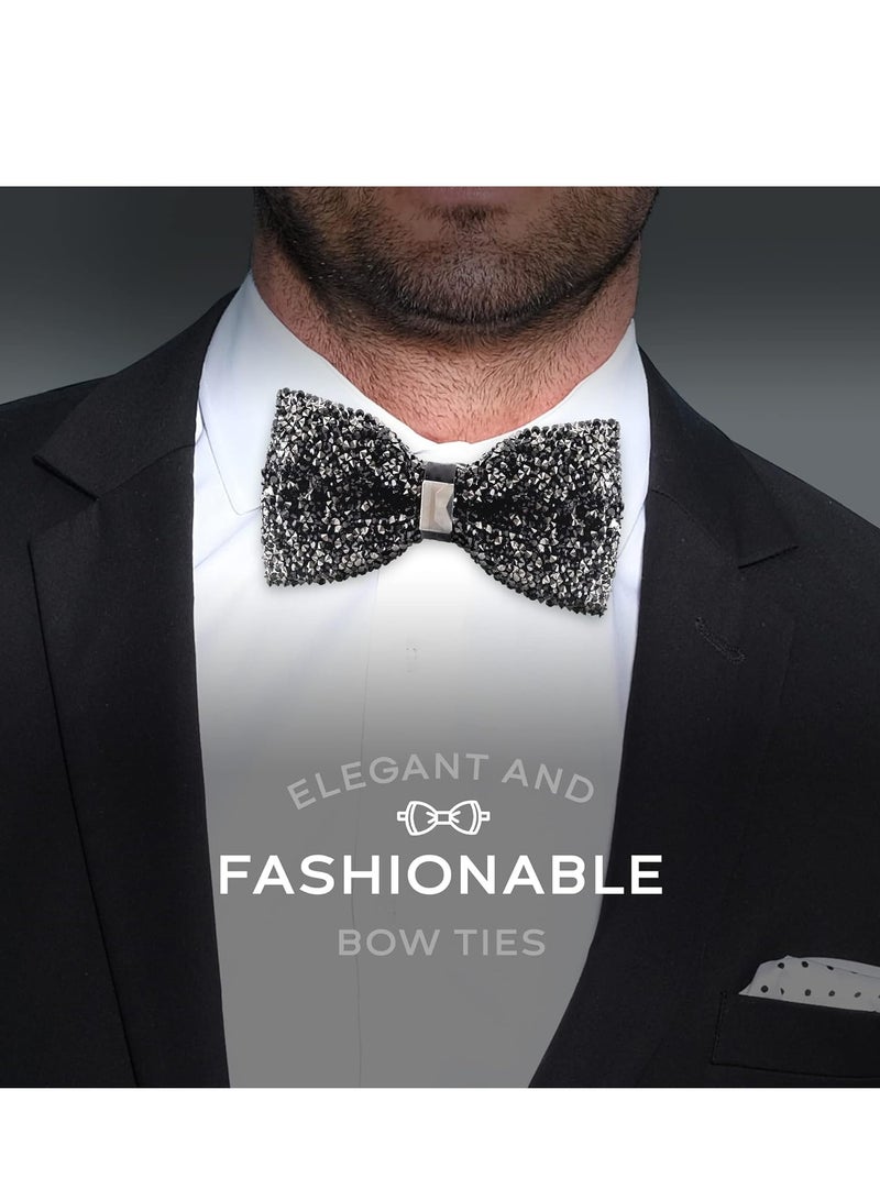 Oasisgalore Rhinestone Bow Ties for Men - Pre Tied Sequin Bowties Men with Adjustable Length, Jewel Bow Tie  - Image 3