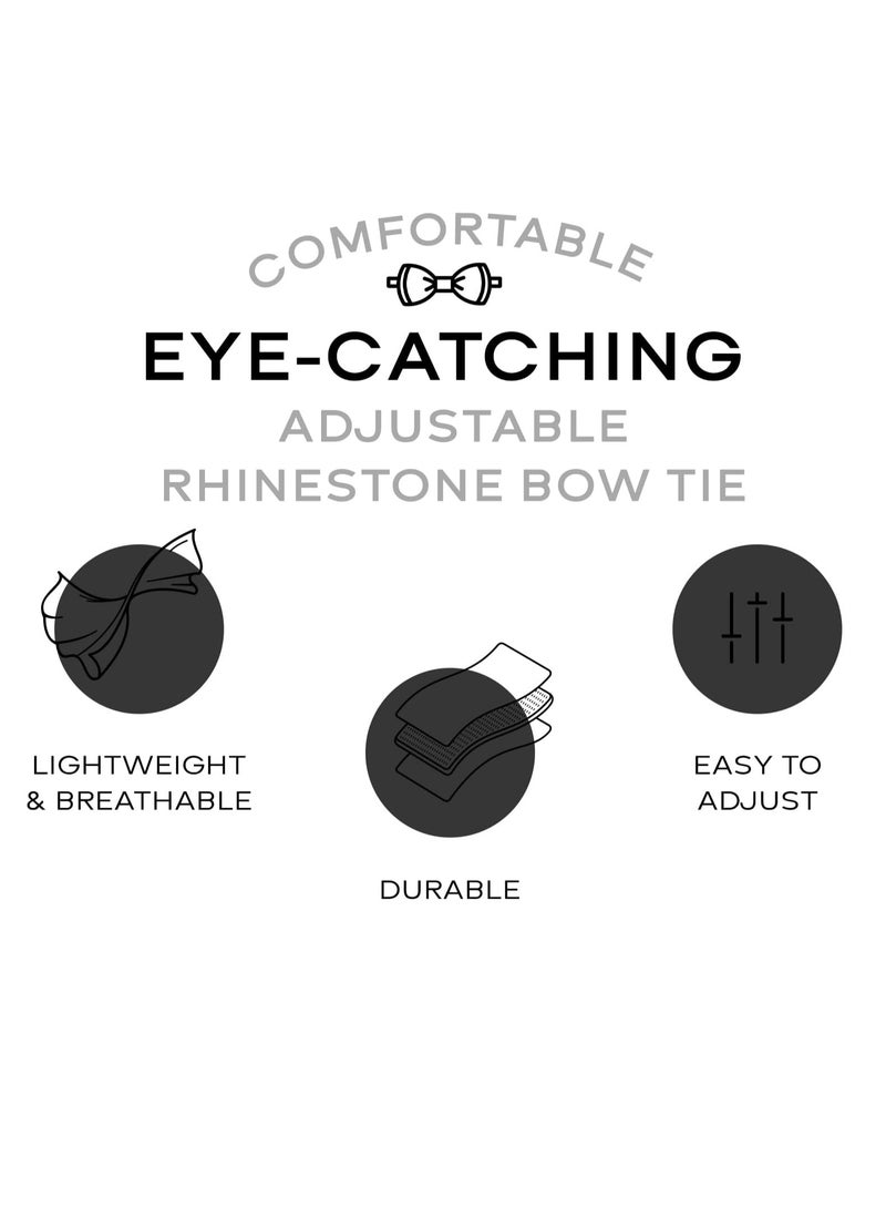 Oasisgalore Rhinestone Bow Ties for Men - Pre Tied Sequin Bowties Men with Adjustable Length, Jewel Bow Tie  - Image 4