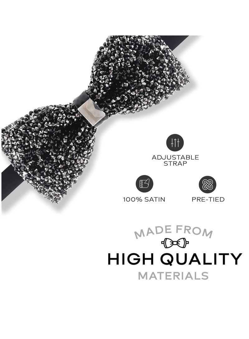 Oasisgalore Rhinestone Bow Ties for Men - Pre Tied Sequin Bowties Men with Adjustable Length, Jewel Bow Tie  - Image 2