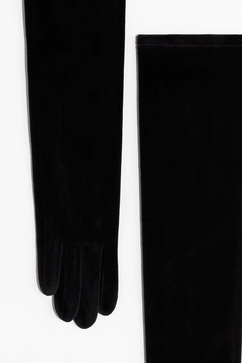 H&M Long velour gloves