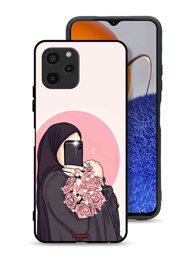 Tolwak Huawei nova Y61 Protective Case Cover Making Selfies While Holding Flowers Art - Image 1