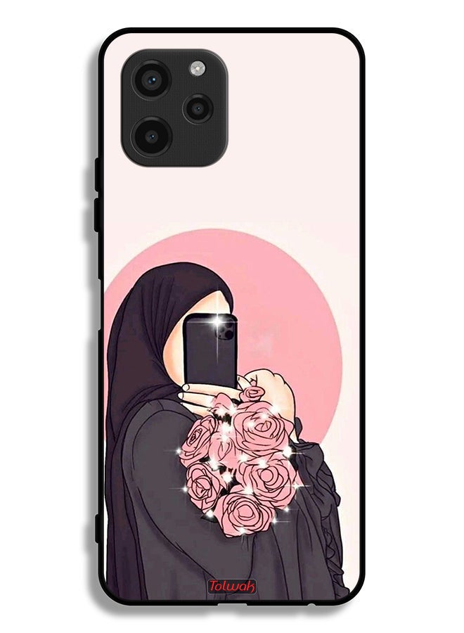 Tolwak Huawei nova Y61 Protective Case Cover Making Selfies While Holding Flowers Art - Image 2