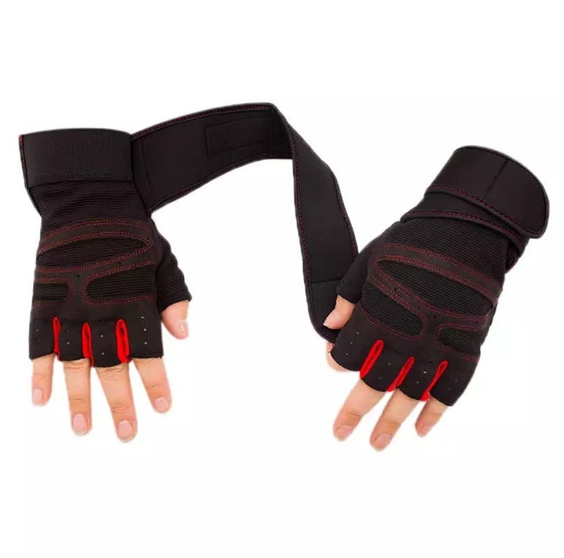 LAFILLETTE Half Finger Weightlifting Gloves for Gym, Power Lifting, Workout, Weightlifting, Cross fit, Fitness, Sports for Men and Women(Red) - Image 3