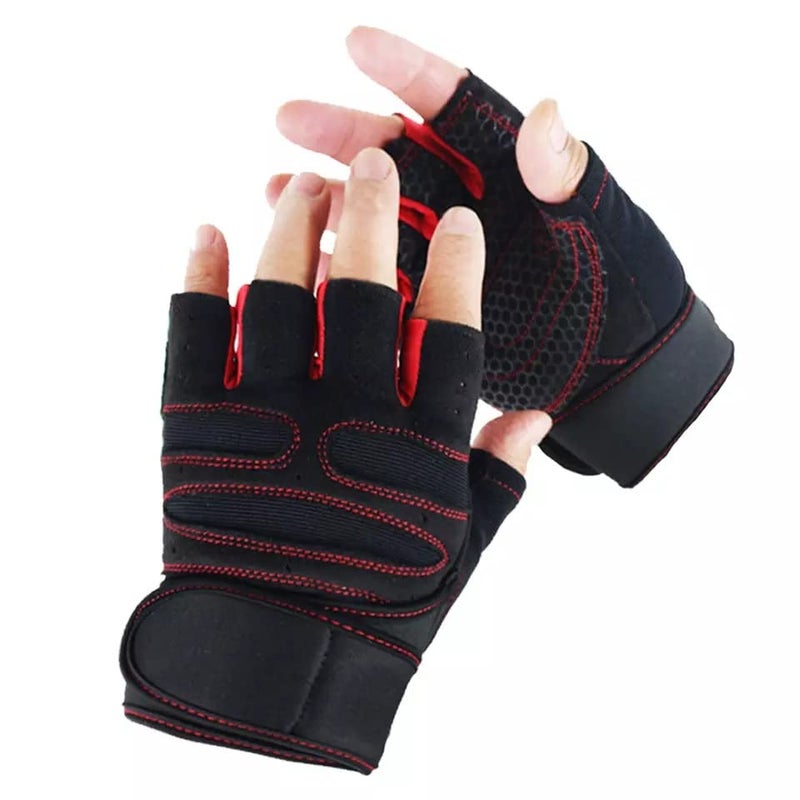 LAFILLETTE Half Finger Weightlifting Gloves for Gym, Power Lifting, Workout, Weightlifting, Cross fit, Fitness, Sports for Men and Women(Red) - Image 4