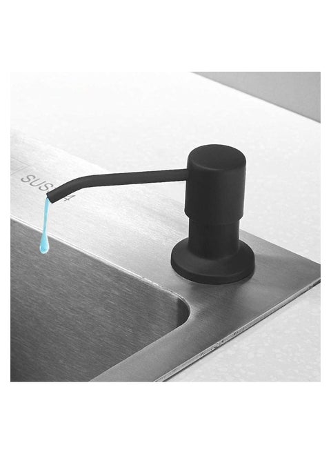 Soap Dispenser for Kitchen Sink Brushed, Silver, Refill from The Top, Stainless Steel Built in Sink Soap Dispenser with Large 13.5 Ounce Bottle with 300cc Large Bottle, Anti-Leakage Upgrade (Black)
