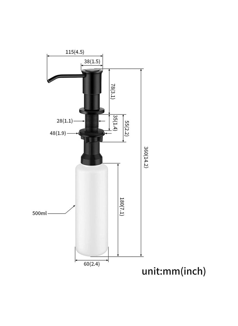 Arabest - Soap Dispenser for Kitchen Sink Brushed, Silver, Refill from The Top, Stainless Steel Built in Sink Soap Dispenser with Large 13.5 Ounce Bottle with 300cc Large Bottle, Anti-Leakage Upgrade (Black) - Image 1