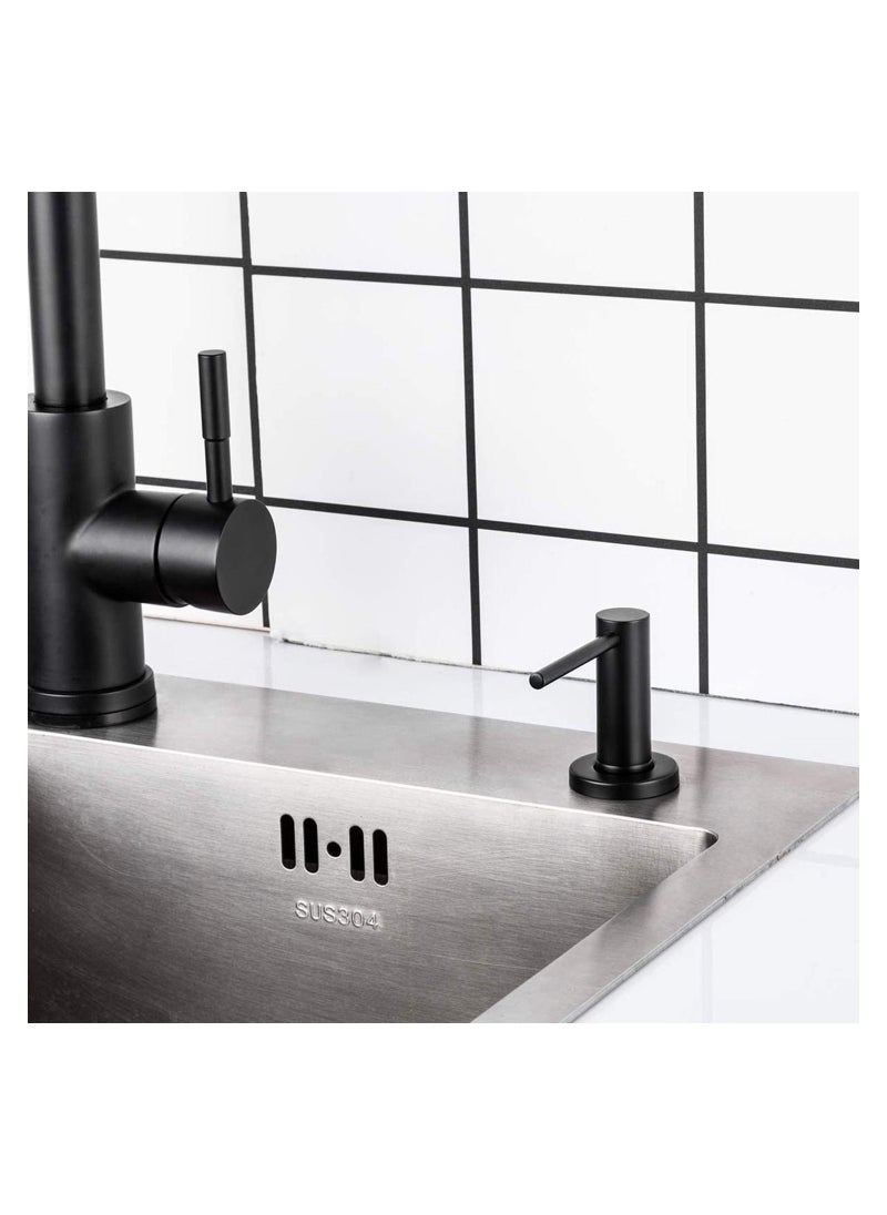 Arabest - Soap Dispenser for Kitchen Sink Brushed, Silver, Refill from The Top, Stainless Steel Built in Sink Soap Dispenser with Large 13.5 Ounce Bottle with 300cc Large Bottle, Anti-Leakage Upgrade (Black) - Image 1