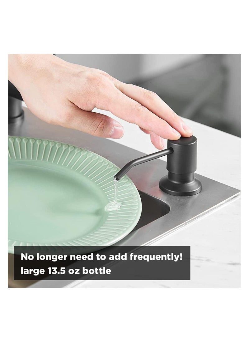Arabest - Soap Dispenser for Kitchen Sink Brushed, Silver, Refill from The Top, Stainless Steel Built in Sink Soap Dispenser with Large 13.5 Ounce Bottle with 300cc Large Bottle, Anti-Leakage Upgrade (Black) - Image 1