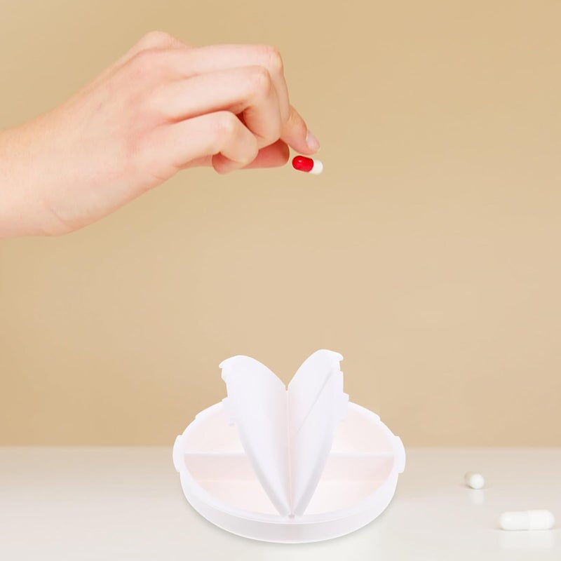 2pcs White Plastic Medicine Pill Organizers with 4 Compartments Portable Travel Pill Boxes for Daily Medication Storage and Management - Image 4