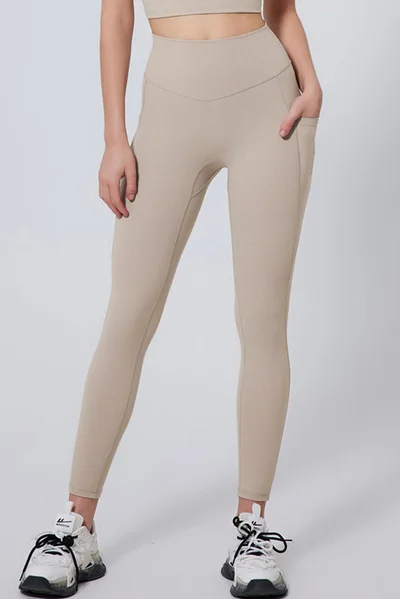 SVL Women's Sports Leggings with Pockets - Beige - SVL