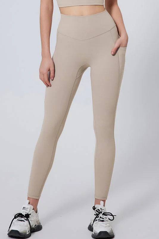 SVL Women's Sports Leggings with Pockets - Beige